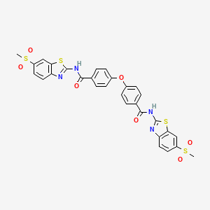 molecular formula C30H22N4O7S4 B2574229 N-(6-methylsulfonyl-1,3-benzothiazol-2-yl)-4-[4-[(6-methylsulfonyl-1,3-benzothiazol-2-yl)carbamoyl]phenoxy]benzamide CAS No. 392251-36-4