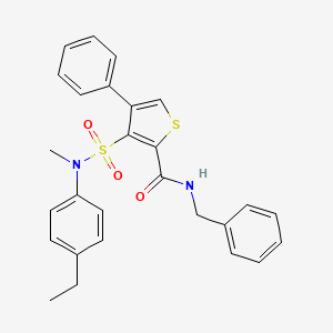 molecular formula C27H26N2O3S2 B2574235 N-苄基-3-{[(4-乙基苯基)(甲基)氨基]磺酰基}-4-苯硫代吩-2-甲酰胺 CAS No. 1114853-59-6