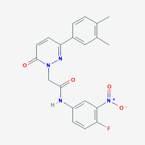 molecular formula C20H17FN4O4 B2574236 2-[3-(3,4-二甲苯基)-6-氧代嘧啶-1-基]-N-(4-氟-3-硝基苯基)乙酰胺 CAS No. 941930-67-2