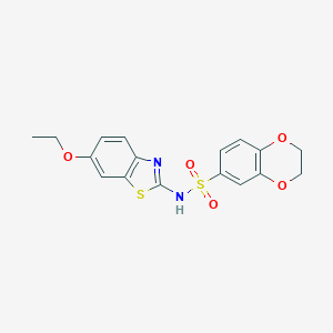 molecular formula C17H16N2O5S2 B257424 N-(6-ethoxy-1,3-benzothiazol-2-yl)-2,3-dihydro-1,4-benzodioxine-6-sulfonamide 