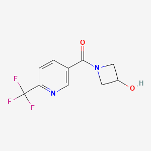 molecular formula C10H9F3N2O2 B2574243 (3-羟基氮杂环丁烷-1-基)(6-(三氟甲基)吡啶-3-基)甲酮 CAS No. 1290719-65-1
