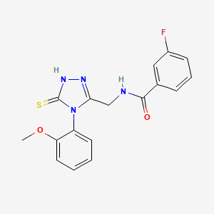 molecular formula C17H15FN4O2S B2574248 3-氟代-N-[[4-(2-甲氧基苯基)-5-亚磺基-1H-1,2,4-三唑-3-基]甲基]苯甲酰胺 CAS No. 391886-43-4