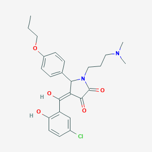 (4E)-4-[(5-chloro-2-hydroxyphenyl)-hydroxymethylidene]-1-[3-(dimethylamino)propyl]-5-(4-propoxyphenyl)pyrrolidine-2,3-dione