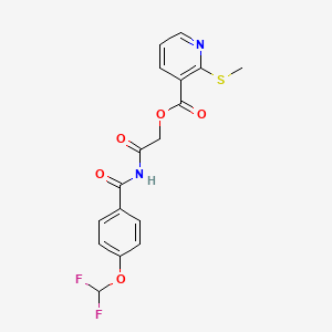 molecular formula C17H14F2N2O5S B2574254 [2-[[4-(Difluoromethoxy)benzoyl]amino]-2-oxoethyl] 2-methylsulfanylpyridine-3-carboxylate CAS No. 744268-49-3