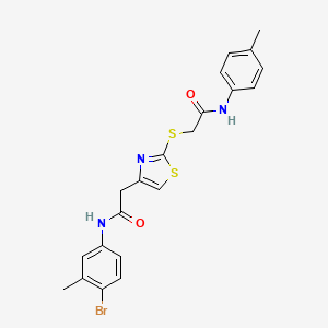 molecular formula C21H20BrN3O2S2 B2574260 N-(4-溴-3-甲基苯基)-2-(2-((2-氧代-2-(对甲苯基氨基)乙基)硫代)噻唑-4-基)乙酰胺 CAS No. 941874-90-4