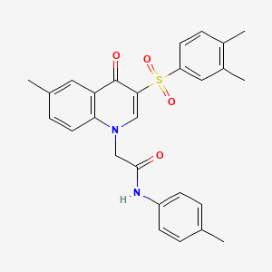 molecular formula C27H26N2O4S B2574274 2-(3-((3,4-dimethylphenyl)sulfonyl)-6-methyl-4-oxoquinolin-1(4H)-yl)-N-(p-tolyl)acetamide CAS No. 866897-58-7
