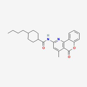 4-butyl-N-(4-methyl-5-oxo-5H-chromeno[4,3-b]pyridin-2-yl)cyclohexanecarboxamide