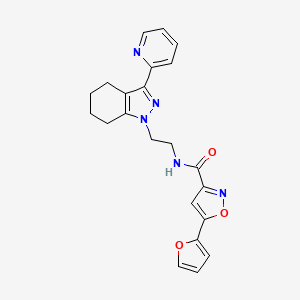 molecular formula C22H21N5O3 B2574296 5-(furan-2-yl)-N-(2-(3-(pyridin-2-yl)-4,5,6,7-tetrahydro-1H-indazol-1-yl)ethyl)isoxazole-3-carboxamide CAS No. 1797244-52-0