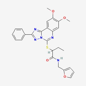 molecular formula C26H25N5O4S B2574316 2-[(8,9-二甲氧基-2-苯基[1,2,4]三唑并[1,5-c]喹唑啉-5-基)硫代]-N-(2-呋喃基甲基)丁酰胺 CAS No. 902593-78-6