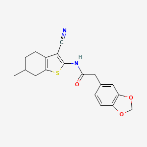 2-(benzo[d][1,3]dioxol-5-yl)-N-(3-cyano-6-methyl-4,5,6,7-tetrahydrobenzo[b]thiophen-2-yl)acetamide