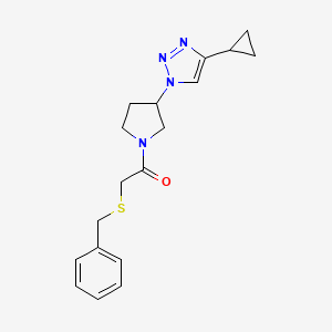 2-(benzylthio)-1-(3-(4-cyclopropyl-1H-1,2,3-triazol-1-yl)pyrrolidin-1-yl)ethanone