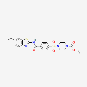 molecular formula C24H28N4O5S2 B2574342 Ethyl 4-((4-((6-isopropylbenzo[d]thiazol-2-yl)carbamoyl)phenyl)sulfonyl)piperazine-1-carboxylate CAS No. 921133-70-2