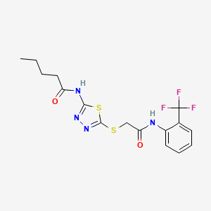 N-(5-((2-oxo-2-((2-(trifluoromethyl)phenyl)amino)ethyl)thio)-1,3,4-thiadiazol-2-yl)pentanamide