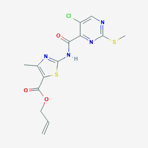 molecular formula C14H13ClN4O3S2 B257435 Allyl 2-({[5-chloro-2-(methylsulfanyl)-4-pyrimidinyl]carbonyl}amino)-4-methyl-1,3-thiazole-5-carboxylate 