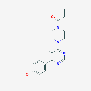 1-[4-[5-Fluoro-6-(4-methoxyphenyl)pyrimidin-4-yl]piperazin-1-yl]propan-1-one