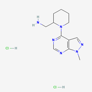 (1-(1-Methyl-1H-pyrazolo[3,4-d]pyrimidin-4-yl)piperidin-2-yl)methanamine dihydrochloride