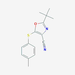 molecular formula C15H16N2OS B257437 2-Tert-butyl-5-[(4-methylphenyl)sulfanyl]-1,3-oxazole-4-carbonitrile 