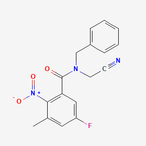 molecular formula C17H14FN3O3 B2574388 N-苄基-N-(氰基甲基)-5-氟-3-甲基-2-硝基苯甲酰胺 CAS No. 1436326-18-9