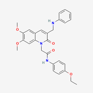 molecular formula C28H29N3O5 B2574392 2-[3-(anilinomethyl)-6,7-dimethoxy-2-oxoquinolin-1(2H)-yl]-N-(4-ethoxyphenyl)acetamide CAS No. 894550-24-4