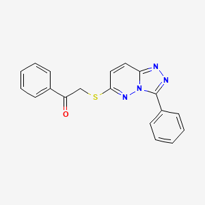 molecular formula C19H14N4OS B2574400 1-Phenyl-2-((3-phenyl-[1,2,4]triazolo[4,3-b]pyridazin-6-yl)thio)ethanone CAS No. 852372-94-2