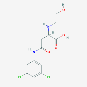 molecular formula C12H14Cl2N2O4 B2574401 4-((3,5-Dichlorophenyl)amino)-2-((2-hydroxyethyl)amino)-4-oxobutanoic acid CAS No. 1047682-50-7