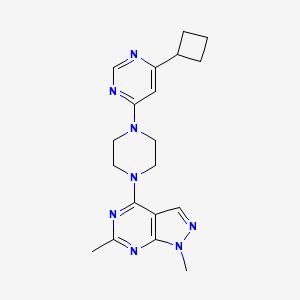 molecular formula C19H24N8 B2574402 4-[4-(6-Cyclobutylpyrimidin-4-yl)piperazin-1-yl]-1,6-dimethylpyrazolo[3,4-d]pyrimidine CAS No. 2380144-27-2