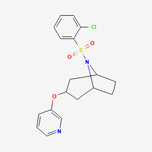 molecular formula C18H19ClN2O3S B2574408 8-(2-chlorobenzenesulfonyl)-3-(pyridin-3-yloxy)-8-azabicyclo[3.2.1]octane CAS No. 2109581-40-8