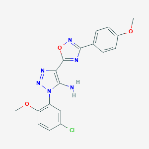 molecular formula C18H15ClN6O3 B257442 1-(5-chloro-2-methoxyphenyl)-4-[3-(4-methoxyphenyl)-1,2,4-oxadiazol-5-yl]-1H-1,2,3-triazol-5-amine 