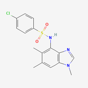 molecular formula C16H16ClN3O2S B2574423 4-chloro-N-(1,5,6-trimethyl-1H-1,3-benzimidazol-4-yl)benzenesulfonamide CAS No. 338410-91-6