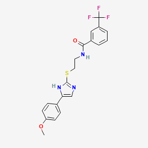 molecular formula C20H18F3N3O2S B2574431 N-(2-((5-(4-methoxyphenyl)-1H-imidazol-2-yl)thio)ethyl)-3-(trifluoromethyl)benzamide CAS No. 897455-22-0