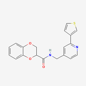 molecular formula C19H16N2O3S B2574439 N-((2-(噻吩-3-基)吡啶-4-基)甲基)-2,3-二氢苯并[b][1,4]二噁英-2-甲酰胺 CAS No. 2034432-70-5