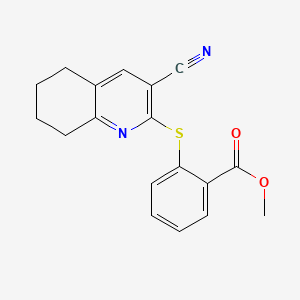 molecular formula C18H16N2O2S B2574440 Methyl 2-[(3-cyano-5,6,7,8-tetrahydroquinolin-2-yl)sulfanyl]benzoate CAS No. 439095-86-0