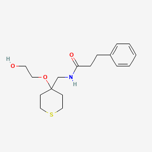 molecular formula C17H25NO3S B2574442 N-((4-(2-hydroxyethoxy)tetrahydro-2H-thiopyran-4-yl)methyl)-3-phenylpropanamide CAS No. 2175979-62-9