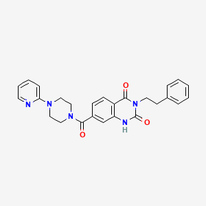 molecular formula C26H25N5O3 B2574443 3-phenethyl-7-(4-(pyridin-2-yl)piperazine-1-carbonyl)quinazoline-2,4(1H,3H)-dione CAS No. 2034418-17-0