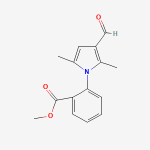 molecular formula C15H15NO3 B2574444 2-甲基-2-(3-甲酰基-2,5-二甲基-1H-吡咯-1-基)苯甲酸甲酯 CAS No. 590395-51-0