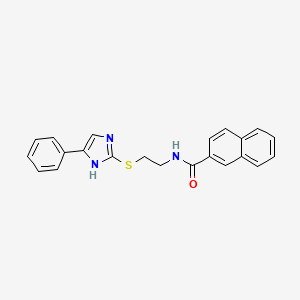 molecular formula C22H19N3OS B2574464 N-(2-((5-phenyl-1H-imidazol-2-yl)thio)ethyl)-2-naphthamide CAS No. 886899-22-5