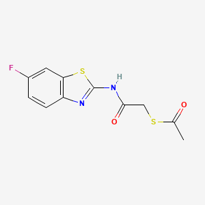 molecular formula C11H9FN2O2S2 B2574465 S-(2-((6-fluorobenzo[d]thiazol-2-yl)amino)-2-oxoethyl) ethanethioate CAS No. 955715-09-0