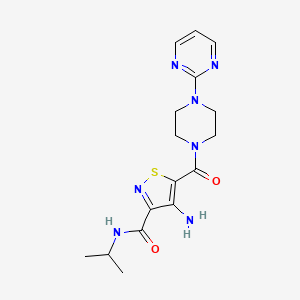 molecular formula C16H21N7O2S B2574488 4-amino-N-isopropyl-5-[(4-pyrimidin-2-ylpiperazin-1-yl)carbonyl]isothiazole-3-carboxamide CAS No. 1286728-01-5