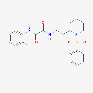 molecular formula C22H26FN3O4S B2574491 N1-(2-fluorophenyl)-N2-(2-(1-tosylpiperidin-2-yl)ethyl)oxalamide CAS No. 898415-41-3