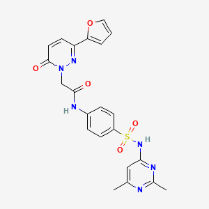 molecular formula C22H20N6O5S B2574502 N-(4-(N-(2,6-二甲基嘧啶-4-基)磺酰胺基)苯基)-2-(3-(呋喃-2-基)-6-氧代哒嗪-1(6H)-基)乙酰胺 CAS No. 1257551-71-5