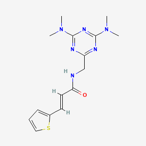 molecular formula C15H20N6OS B2574504 (E)-N-((4,6-bis(dimethylamino)-1,3,5-triazin-2-yl)methyl)-3-(thiophen-2-yl)acrylamide CAS No. 2035000-27-0