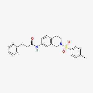 molecular formula C25H26N2O3S B2574505 3-phenyl-N-(2-tosyl-1,2,3,4-tetrahydroisoquinolin-7-yl)propanamide CAS No. 954679-67-5