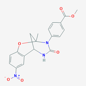 molecular formula C19H17N3O6 B2574522 methyl 4-(2-methyl-8-nitro-4-oxo-5,6-dihydro-2H-2,6-methano-1,3,5-benzoxadiazocin-3(4H)-yl)benzoate CAS No. 899962-58-4