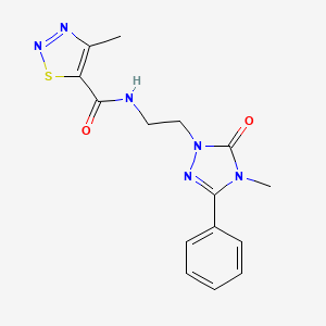 molecular formula C15H16N6O2S B2574523 4-methyl-N-(2-(4-methyl-5-oxo-3-phenyl-4,5-dihydro-1H-1,2,4-triazol-1-yl)ethyl)-1,2,3-thiadiazole-5-carboxamide CAS No. 1203308-18-2
