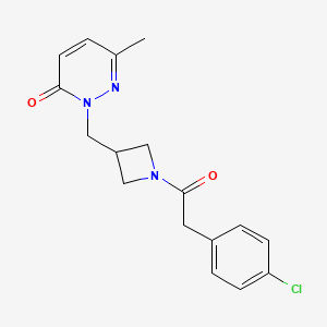 molecular formula C17H18ClN3O2 B2574547 2-[[1-[2-(4-Chlorophenyl)acetyl]azetidin-3-yl]methyl]-6-methylpyridazin-3-one CAS No. 2320383-46-6