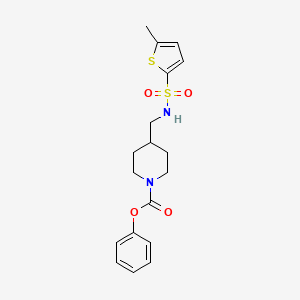 molecular formula C18H22N2O4S2 B2574558 Phenyl 4-((5-methylthiophene-2-sulfonamido)methyl)piperidine-1-carboxylate CAS No. 1234973-02-4
