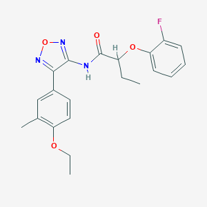 molecular formula C21H22FN3O4 B257456 N-[4-(4-ethoxy-3-methylphenyl)-1,2,5-oxadiazol-3-yl]-2-(2-fluorophenoxy)butanamide 