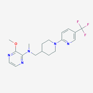 molecular formula C18H22F3N5O B2574562 3-Methoxy-N-methyl-N-[[1-[5-(trifluoromethyl)pyridin-2-yl]piperidin-4-yl]methyl]pyrazin-2-amine CAS No. 2380174-38-7