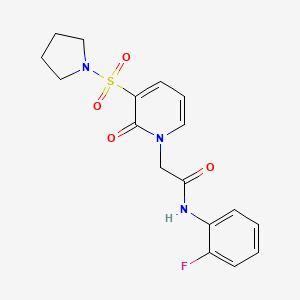 molecular formula C17H18FN3O4S B2574563 N-(2-fluorophenyl)-2-(2-oxo-3-(pyrrolidin-1-ylsulfonyl)pyridin-1(2H)-yl)acetamide CAS No. 1251704-39-8