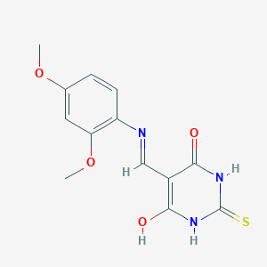 molecular formula C13H13N3O4S B2574579 5-(((2,4-dimethoxyphenyl)amino)methylene)-2-thioxodihydropyrimidine-4,6(1H,5H)-dione CAS No. 1021228-96-5